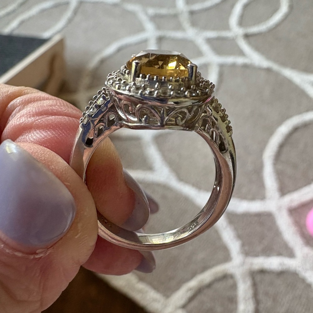 Brazilian Citrine & White Zircon Ring - Picture 5 of 11